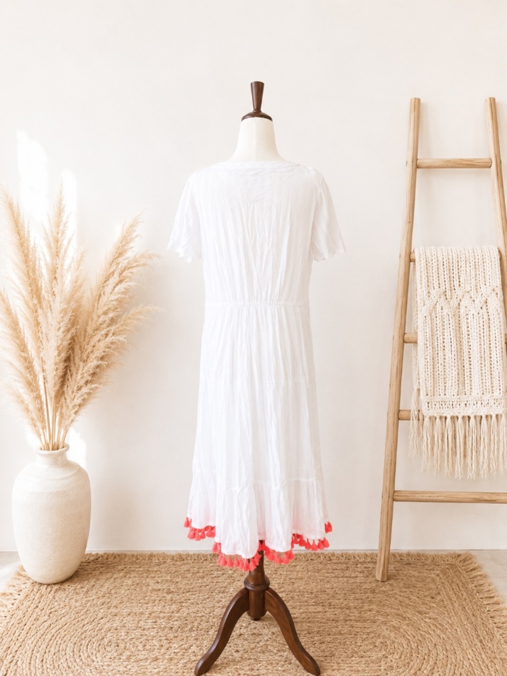 Boden Gauze Midi Dress with Embroidery and Tassel details - Picture 3 of 14